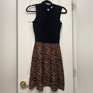 Black and Brown Zebra Print Sweater Dress